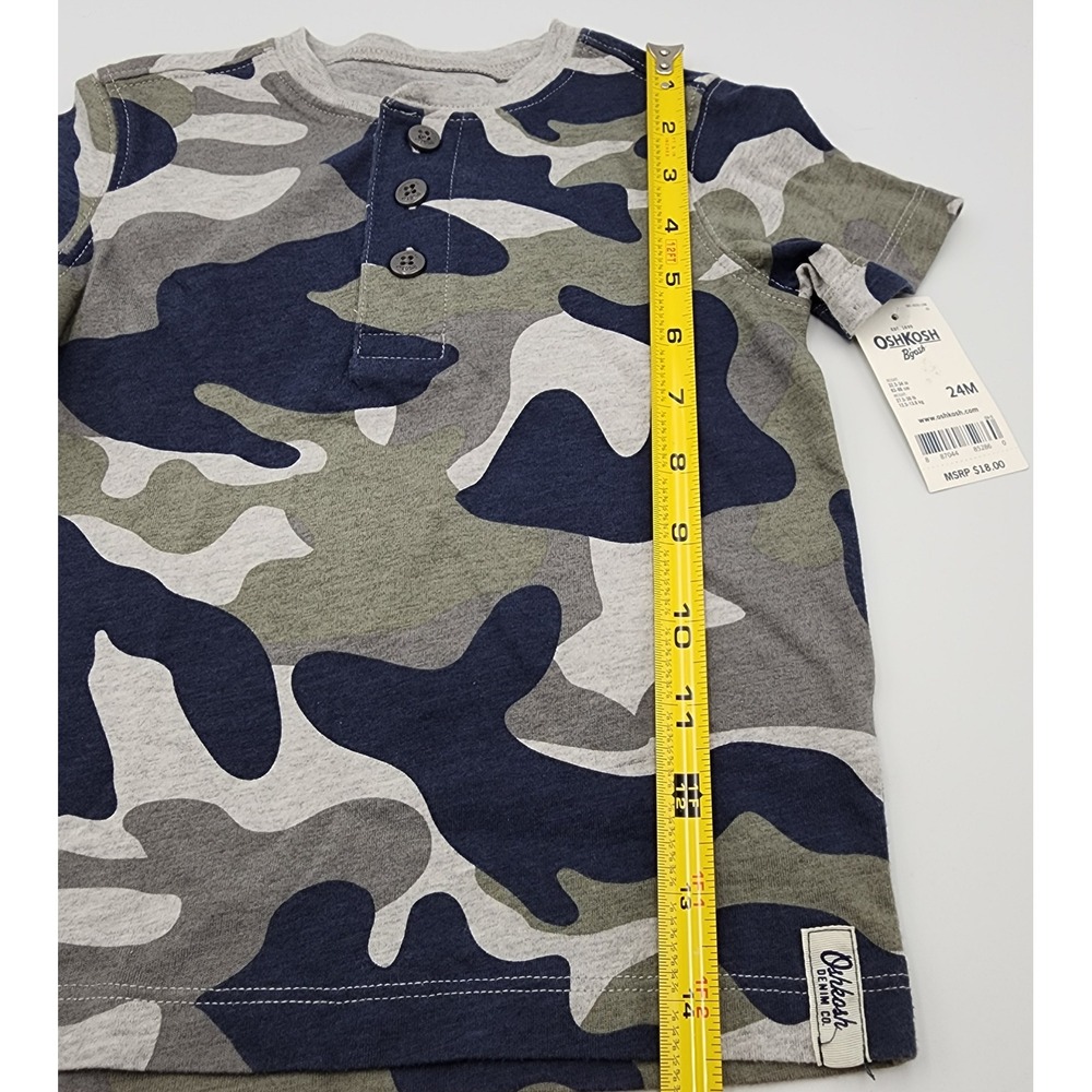 OshKosh Bgosh Boys Camouflage Button Henley T-Shirt Top Size 24M - Picture 6 of 6